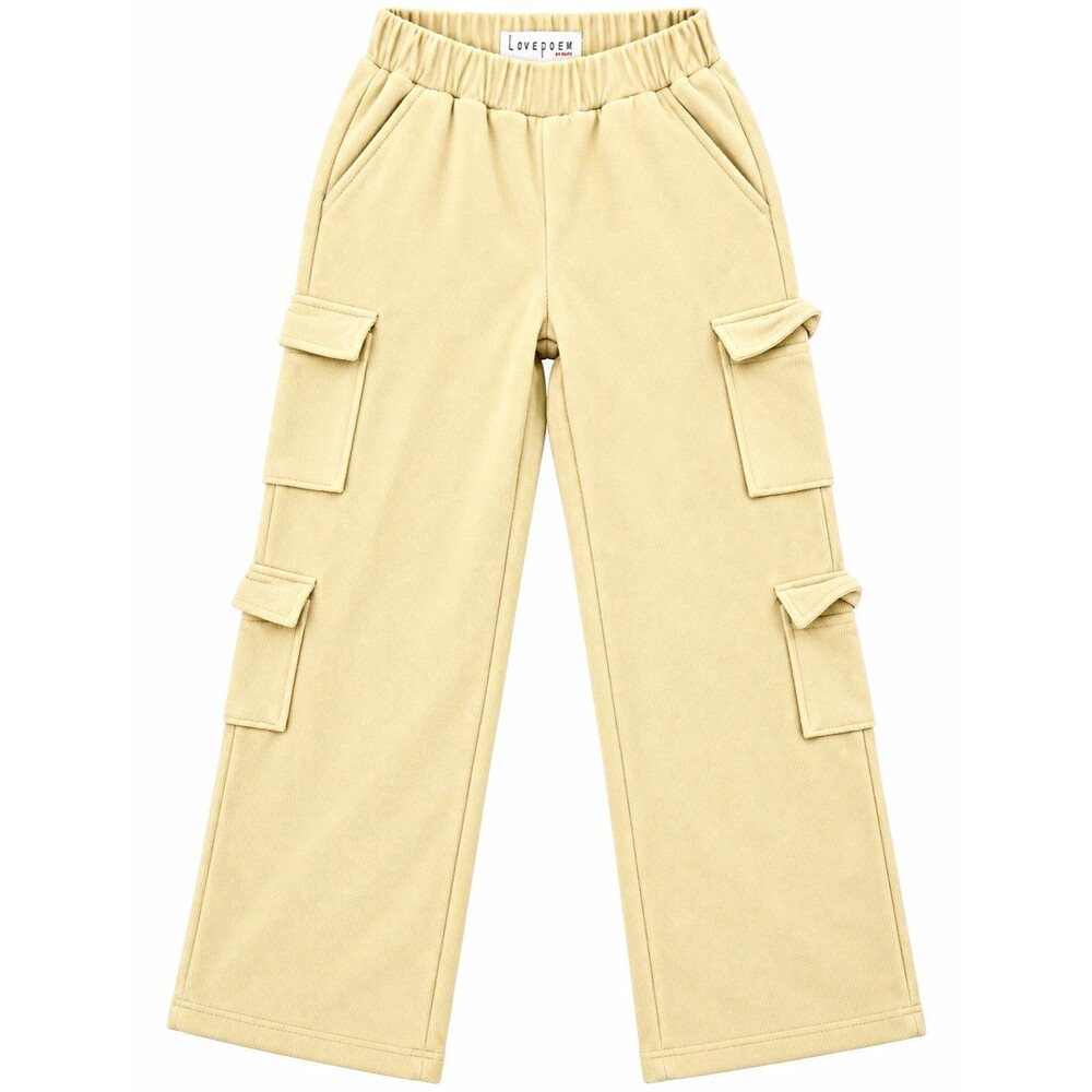 Lovepop Beige Cargo Pants Women’s L Regular Straight Leg Elastic Waist Pockets